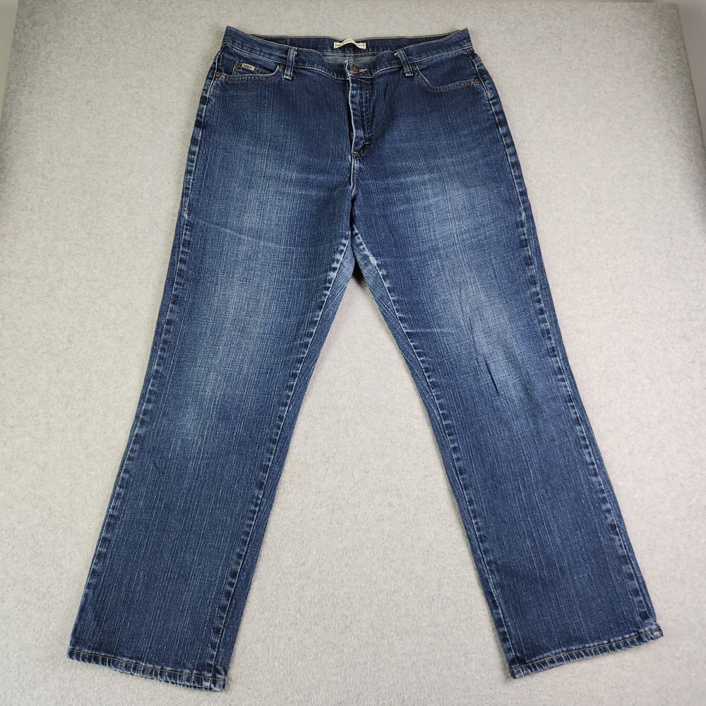 Lee Jeans Womens 14M Blue Denim Faded Stretch At The Waist Relaxed Straight Leg
